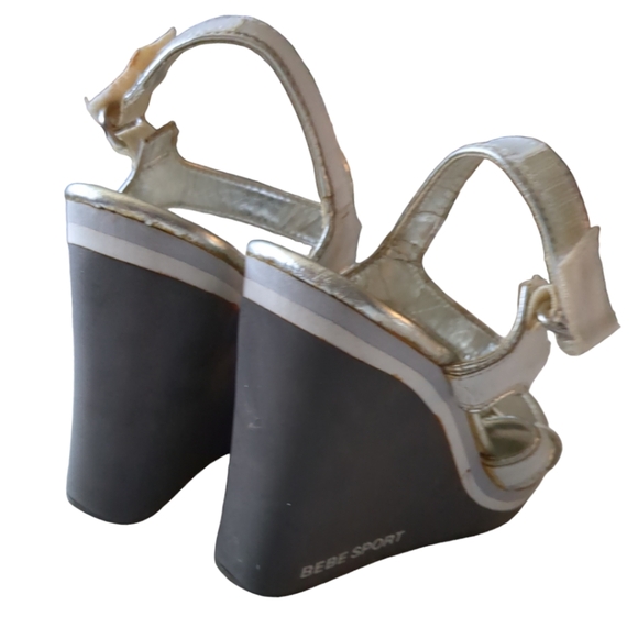 BEBE Sport White and Grey Platform Size 7 - Picture 7 of 13